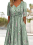 Women's Short Sleeve Summer Floral Cotton Crew Neck Daily Going Out Casual Maxi H-Line Green Dress