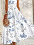Women's Sleeveless Summer Floral Spaghetti Daily Going Out Casual Maxi H-Line Dress Blue