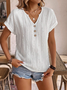 Women's Short Sleeve Shirt Summer White Plain Notched Daily Casual Top