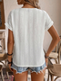 Women's Short Sleeve Shirt Summer White Plain Notched Daily Casual Top
