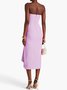 Women's Sleeveless Summer Plain Ruched Dress Strapless Date Going Out Urban Midi H-Line Pink