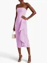 Women's Sleeveless Summer Plain Ruched Dress Strapless Date Going Out Urban Midi H-Line Pink