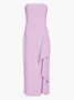 Women's Sleeveless Summer Plain Ruched Dress Strapless Date Going Out Urban Midi H-Line Pink