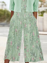 Women's Pocket Stitching Random Print Daily Going Out Two Piece Set Cap Sleeve Casual Summer Matching Set Green