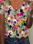 Women's Short Sleeve Tee T-shirt Summer Floral V Neck Daily Going Out Casual Top Multicolor