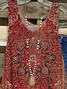 Women's Sleeveless Tank Top Camisole Summer Ethnic Folds V Neck Daily Going Out Casual Top Red