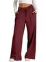 Women's Elastic Waist H-Line Straight Pants Daily Going Out Pants Casual Pocket Stitching Plain Spring/Fall Pants