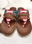 Summer America Flag Pu Casual Slide Sandals