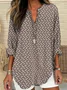 Women's Long Sleeve Blouse Spring/Fall Geometric V Neck Daily Going Out Casual Top Khaki