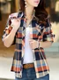 Women's Long Sleeve Shirt Spring/Fall Plaid Shirt Collar Daily Going Out Casual Top