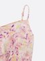 Women's Gallus Summer Floral Ruched Dress Spaghetti Date Going Out Urban Midi A-Line Pink