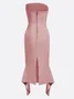 Women's Sleeveless Summer Plain Ruched Dress Strapless Date Going Out Urban Midi Bodycon Pink