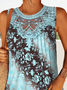 Women's Sleeveless Tank Top Camisole Summer Blue Ethnic Floral Lace Crew Neck Daily Going Out Casual Top