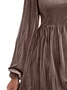 Women's Long Sleeve Summer Nudepink Plain V Neck Balloon Sleeve Daily Going Out Casual Knee Length A-Line Dress