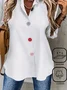 Women's Long Sleeve Shirt Spring/Fall Plain Buckle Cotton Shirt Collar Daily Going Out Casual Top White