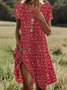 Women's Short Sleeve Summer Floral Dress Crew Neck Daily Going Out Casual Mini A-Line Red