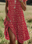 Women's Short Sleeve Summer Floral Dress Crew Neck Daily Going Out Casual Mini A-Line Red