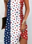 Women's Sleeveless Summer Independence Day (Flag) V Neck Daily Going Out Casual Maxi H-Line Multicolor Dress