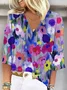 Women's 3/4 Sleeve Blouse Summer Abstract Floral Colorful V Neck Daily Going Out Casual Top