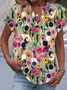Women's Short Sleeve Blouse Summer Floral V Neck Daily Going Out Casual Top Pink