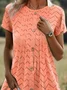 Women's Short Sleeve Summer Plain Crew Neck Daily Going Out Casual Midi A-Line Orange Dress
