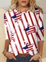 Women's Short Sleeve Tee T-shirt Summer America Flag V Neck Holiday Going Out Casual Top Color1