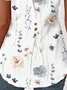 Women's Floral Buttoned Notched Petal Sleeve Daily Top