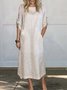 Women's Half Sleeve Summer Plain Dress Crew Neck Daily Going Out Casual Maxi H-Line White