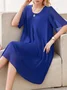 Women's Short Sleeve Summer Plain Chiffon Crew Neck Party Going Out Elegant Midi A-Line Black Dress