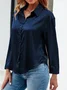 Women's Long Sleeve Shirt Spring/Fall Plain Buckle Shirt Collar Daily Going Out Casual Top Black