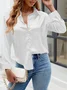 Women's Long Sleeve Shirt Spring/Fall Plain Buckle Shirt Collar Daily Going Out Casual Top Black