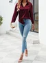 Women's Long Sleeve Shirt Spring/Fall Plain Buckle Shirt Collar Daily Going Out Casual Top Black