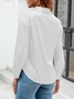 Women's Long Sleeve Shirt Spring/Fall Plain Buckle Shirt Collar Daily Going Out Casual Top Black