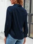 Women's Long Sleeve Shirt Spring/Fall Plain Buckle Shirt Collar Daily Going Out Casual Top Black