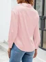 Women's Long Sleeve Shirt Spring/Fall Plain Buckle Shirt Collar Daily Going Out Casual Top Black