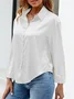 Women's Long Sleeve Shirt Spring/Fall Plain Buckle Shirt Collar Daily Going Out Casual Top Black