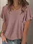 Women's Short Sleeve Tee T-shirt Summer Plain Lace Lace Crew Neck Daily Going Out Casual Top Black