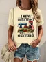 Women's Short Sleeve Tee T-shirt Summer Letter Pattern Cotton Crew Neck Daily Going Out Casual Top Yellow