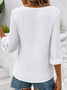 Women's Three Quarter Sleeve Blouse Spring/Fall Plain Notched Daily Going Out Simple Top White