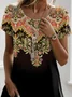 Women's Short Sleeve Summer Ethnic Dress Crew Neck Daily Going Out Casual Midi H-Line T-Shirt Dress Black
