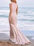 Women's Sleeveless Summer Plain Ruched Dress V Neck Date Going Out Urban Gown A-Line