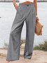 Women's Zipper H-Line Wide Leg Pants Daily Going Out Pants Casual Buckle Striped Spring/Fall Pants