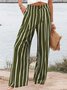 Women's Zipper H-Line Wide Leg Pants Daily Going Out Pants Casual Buckle Striped Spring/Fall Pants