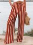 Women's Zipper H-Line Wide Leg Pants Daily Going Out Pants Casual Buckle Striped Spring/Fall Pants