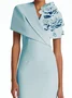 Women's Short Sleeve Summer Plain Applique Dress V Neck Holiday Going Out Urban Midi H-Line