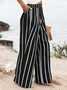 Women's Zipper H-Line Wide Leg Pants Daily Going Out Pants Casual Buckle Striped Spring/Fall Pants