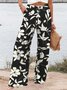 Women's Zipper H-Line Wide Leg Pants Daily Going Out Pants Casual Buckle Striped Spring/Fall Pants