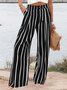 Women's Zipper H-Line Wide Leg Pants Daily Going Out Pants Casual Buckle Striped Spring/Fall Pants