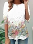 Women's Long Sleeve Tee T-shirt Spring/Fall Floral Jersey Crew Neck Daily Going Out Casual Top White