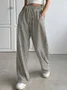 Women's Trousers Elastic Waist Straight Pants Daily Going Out Casual Pocket Stitching Striped Spring/Fall Pants